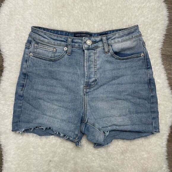 Lucky Brand High Rise Shorts Embroidered Rainbow Clover Leaf Sz 2 - Picture 1 of 5